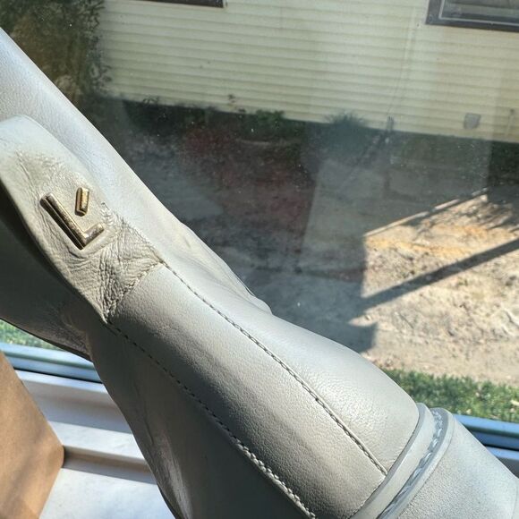 Revolve Larroude Hailey Square Toe Ivory Block Heel Leather Booties - Picture 10 of 10